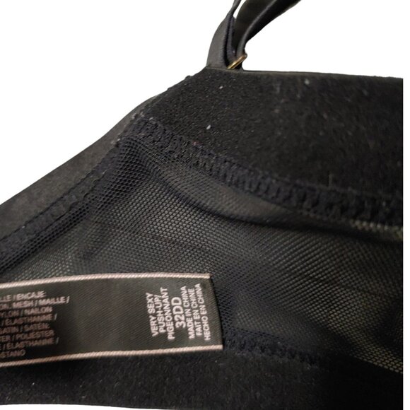 Victoria’s Secret Very Sexy Push Up Bra 32DD Black Lace Satin Limited Edition - Picture 5 of 16